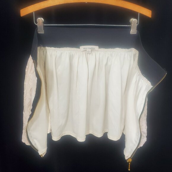 Steve Madden size Small Full Zip Full Lined Peach Lace Mini Skirt Elastic Waist - Picture 10 of 14